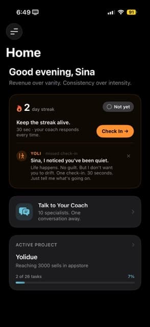 Home screen